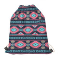 Pink And Blue Southwestern Pattern Print Drawstring Bag