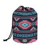 Pink And Blue Southwestern Pattern Print Drawstring Makeup Bag