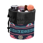 Pink And Blue Southwestern Pattern Print Drawstring Makeup Bag