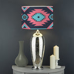 Pink And Blue Southwestern Pattern Print Drum Lamp Shade