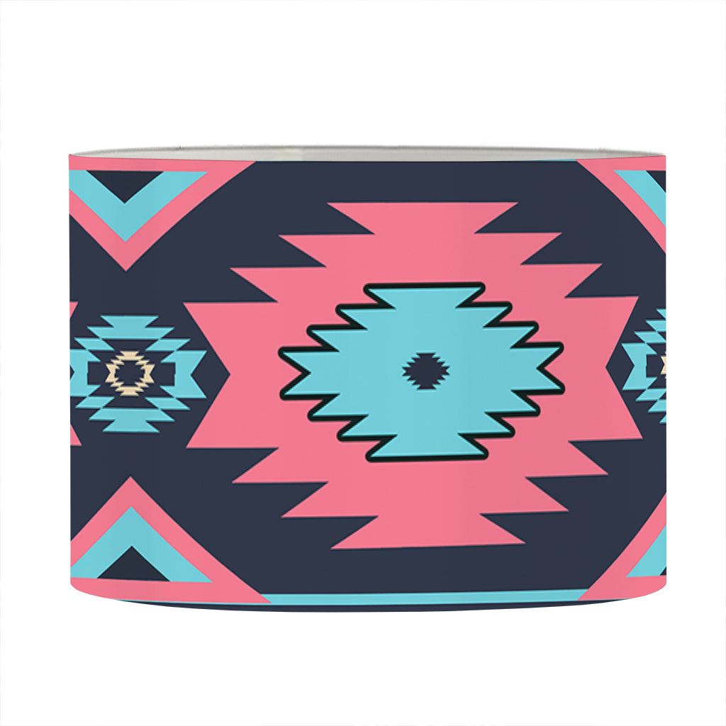Pink And Blue Southwestern Pattern Print Drum Lamp Shade
