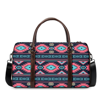 Pink And Blue Southwestern Pattern Print Duffle Bag