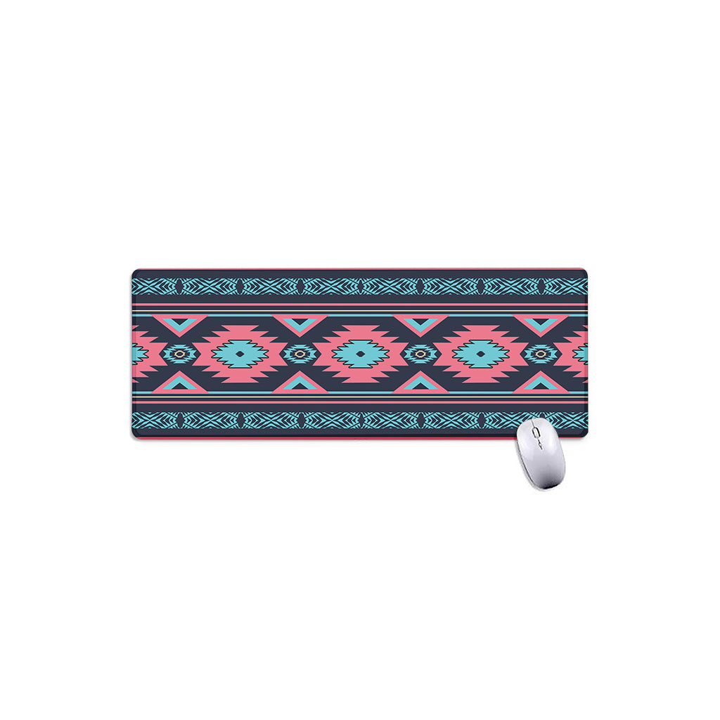 Pink And Blue Southwestern Pattern Print Extended Mouse Pad