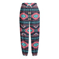 Pink And Blue Southwestern Pattern Print Fleece Lined Knit Pants