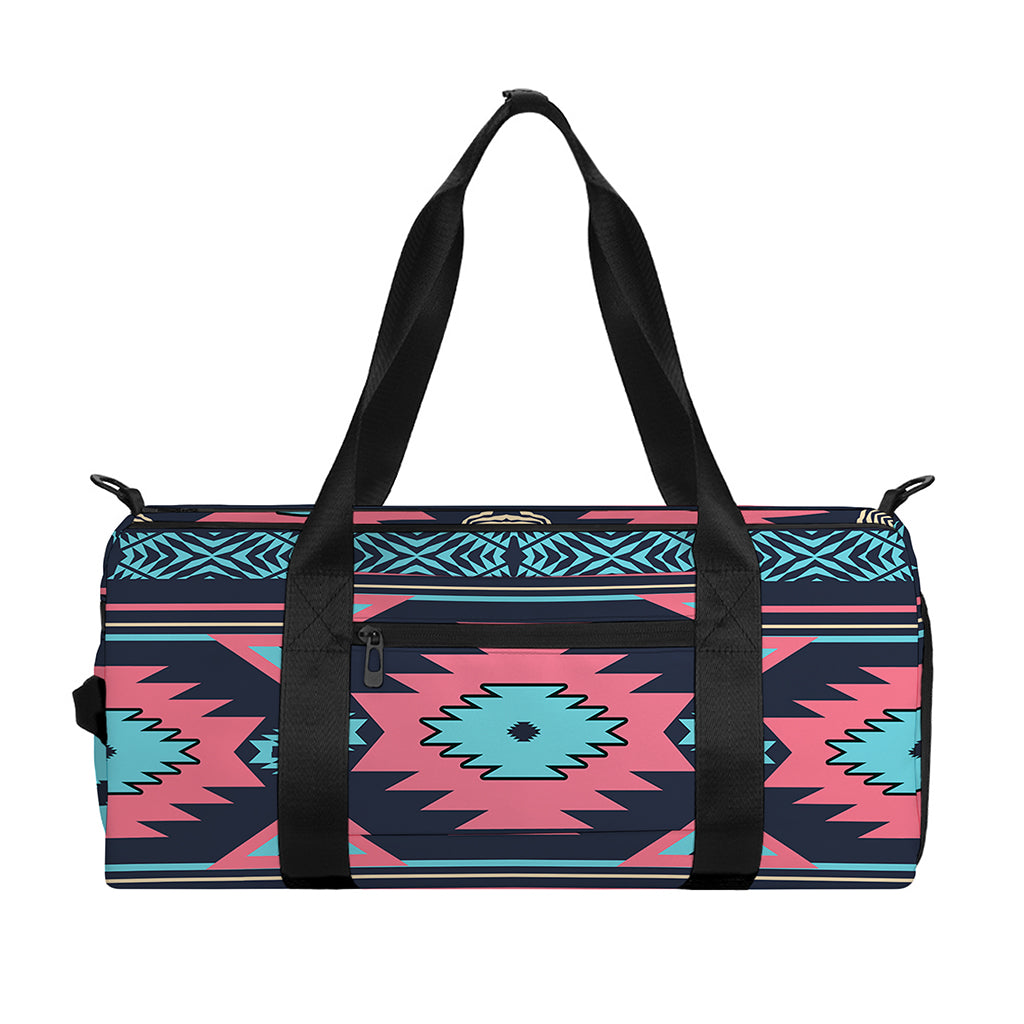 Pink And Blue Southwestern Pattern Print Gym Bag