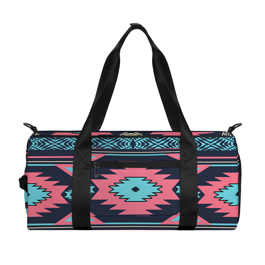 Pink And Blue Southwestern Pattern Print Gym Bag