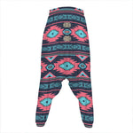 Pink And Blue Southwestern Pattern Print Hammer Pants