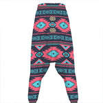 Pink And Blue Southwestern Pattern Print Hammer Pants