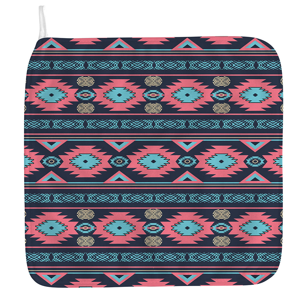 Pink And Blue Southwestern Pattern Print Hand Towel