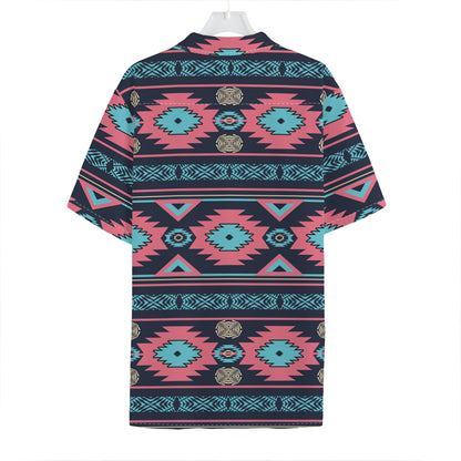 Pink And Blue Southwestern Pattern Print Hawaiian Shirt