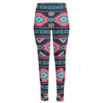 Pink And Blue Southwestern Pattern Print High-Waisted Pocket Leggings