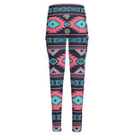 Pink And Blue Southwestern Pattern Print High-Waisted Pocket Leggings