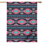 Pink And Blue Southwestern Pattern Print House Flag
