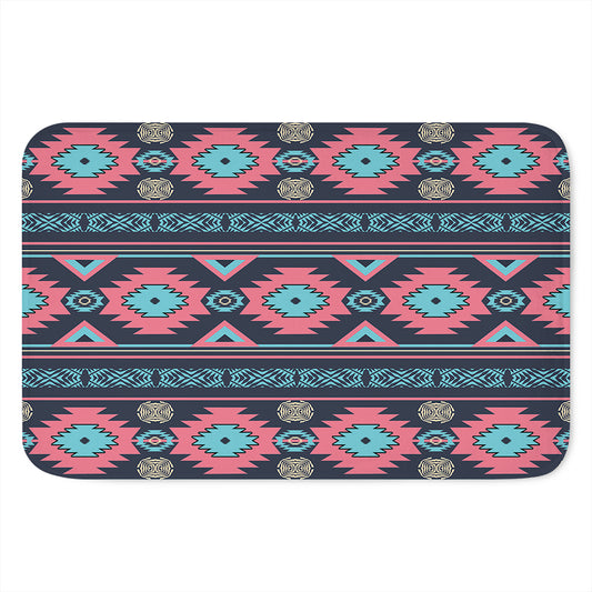 Pink And Blue Southwestern Pattern Print Indoor Door Mat