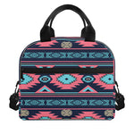 Pink And Blue Southwestern Pattern Print Insulated Lunch Bag
