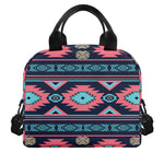 Pink And Blue Southwestern Pattern Print Insulated Lunch Bag