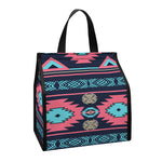Pink And Blue Southwestern Pattern Print Insulated Lunch Tote