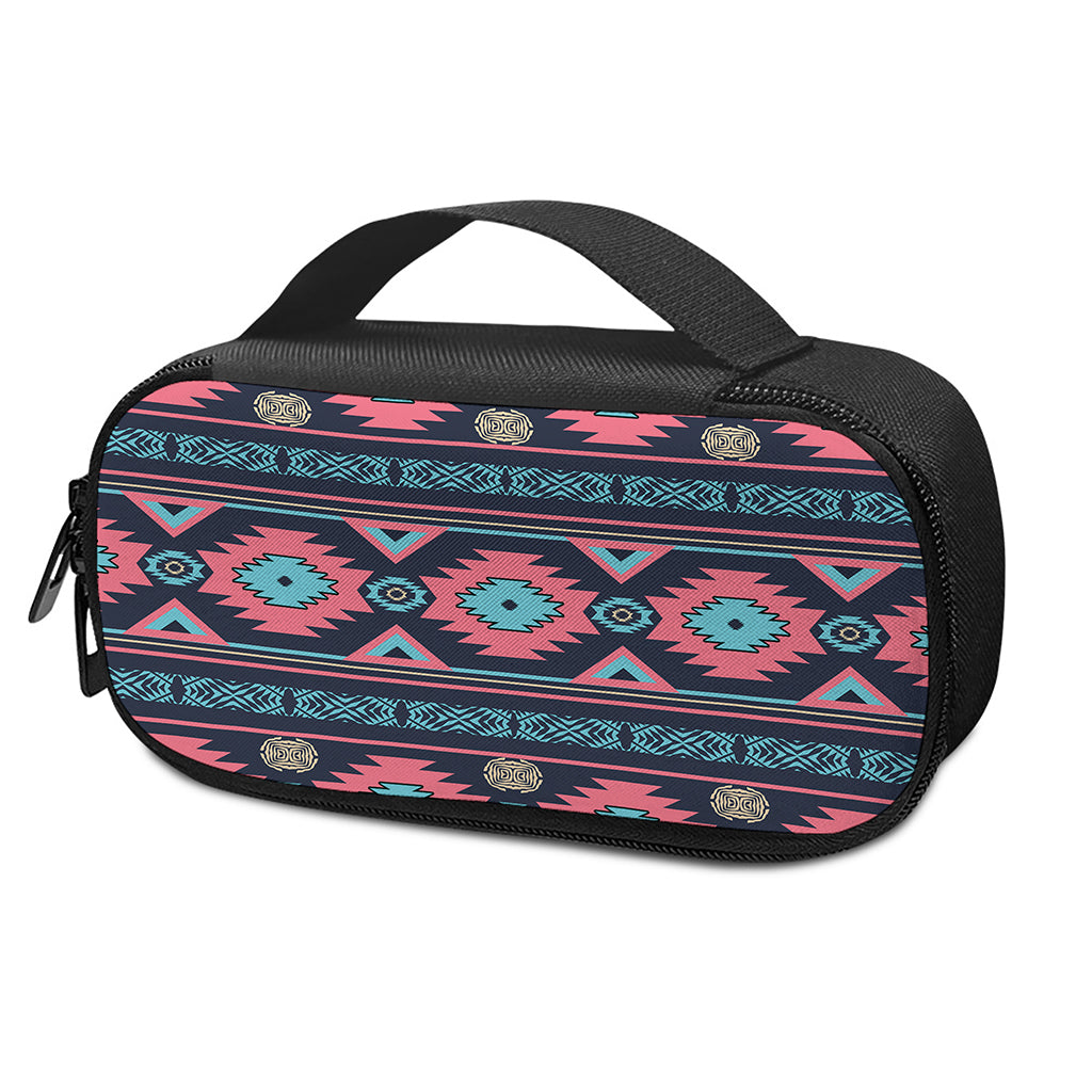 Pink And Blue Southwestern Pattern Print Insulin Cooler Travel Case