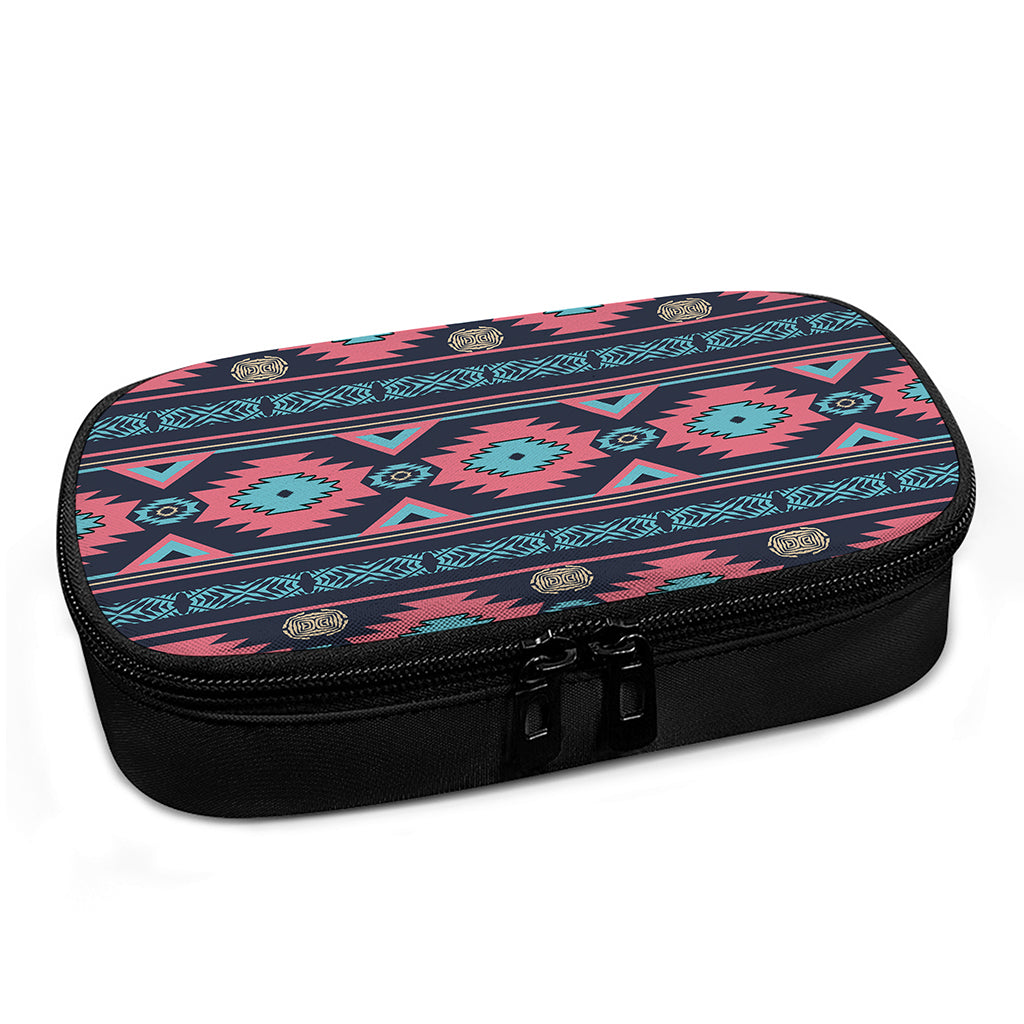 Pink And Blue Southwestern Pattern Print Insulin Cooler Travel Case