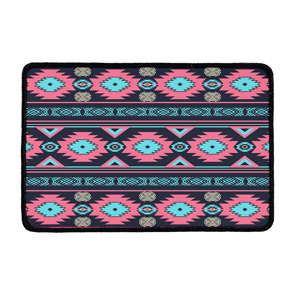 Pink And Blue Southwestern Pattern Print Kitchen Mat