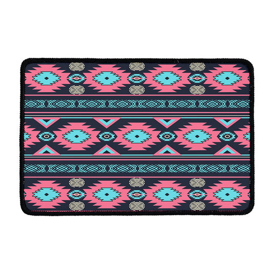 Pink And Blue Southwestern Pattern Print Kitchen Mat