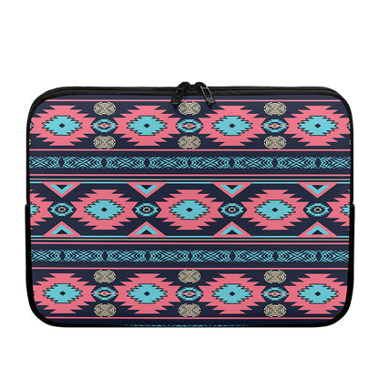 Pink And Blue Southwestern Pattern Print Laptop Sleeve