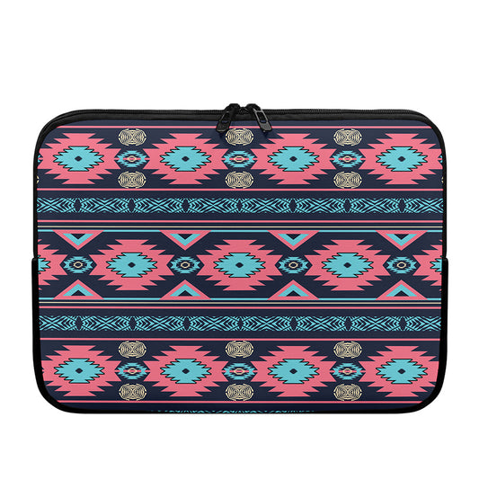 Pink And Blue Southwestern Pattern Print Laptop Sleeve