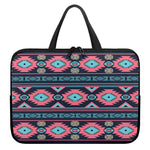 Pink And Blue Southwestern Pattern Print Laptop Sleeve With Handle