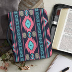 Pink And Blue Southwestern Pattern Print Leather Bible Cover