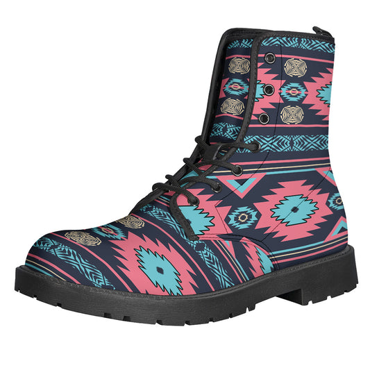 Pink And Blue Southwestern Pattern Print Backpack