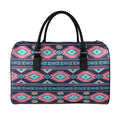Pink And Blue Southwestern Pattern Print Leather Duffel Bag