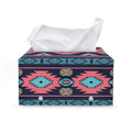 Pink And Blue Southwestern Pattern Print Leather Tissue Box Cover