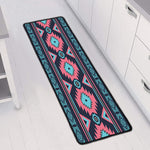 Pink And Blue Southwestern Pattern Print Long Kitchen Mat