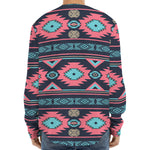 Pink And Blue Southwestern Pattern Print Long Sleeve Baseball Jersey