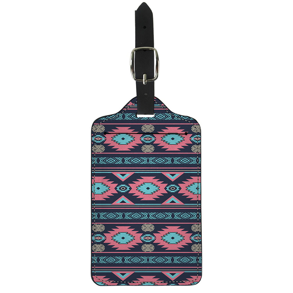 Pink And Blue Southwestern Pattern Print Luggage Tag