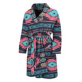 Pink And Blue Southwestern Pattern Print Men's Bathrobe