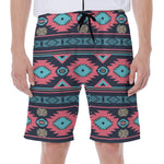 Pink And Blue Southwestern Pattern Print Men's Beach Shorts