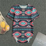 Pink And Blue Southwestern Pattern Print Men's Bodysuit