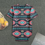 Pink And Blue Southwestern Pattern Print Men's Bodysuit