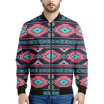 Pink And Blue Southwestern Pattern Print Men's Bomber Jacket