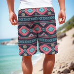 Pink And Blue Southwestern Pattern Print Men's Cargo Shorts