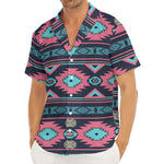 Pink And Blue Southwestern Pattern Print Men's Deep V-Neck Shirt