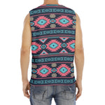 Pink And Blue Southwestern Pattern Print Men's Fitness Tank Top