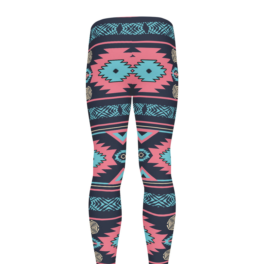 Pink And Blue Southwestern Pattern Print Men's leggings