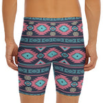 Pink And Blue Southwestern Pattern Print Men's Long Boxer Briefs