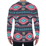 Pink And Blue Southwestern Pattern Print Men's Long Sleeve T-Shirt