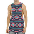 Pink And Blue Southwestern Pattern Print Men's Muscle Tank Top