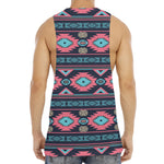 Pink And Blue Southwestern Pattern Print Men's Muscle Tank Top