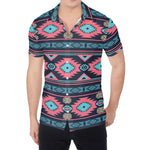 Pink And Blue Southwestern Pattern Print Men's Shirt