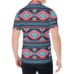 Pink And Blue Southwestern Pattern Print Men's Shirt